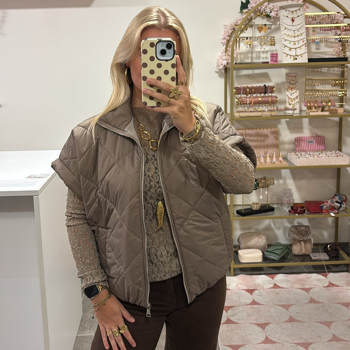 Gewatteerde Bodywarmer Taupe