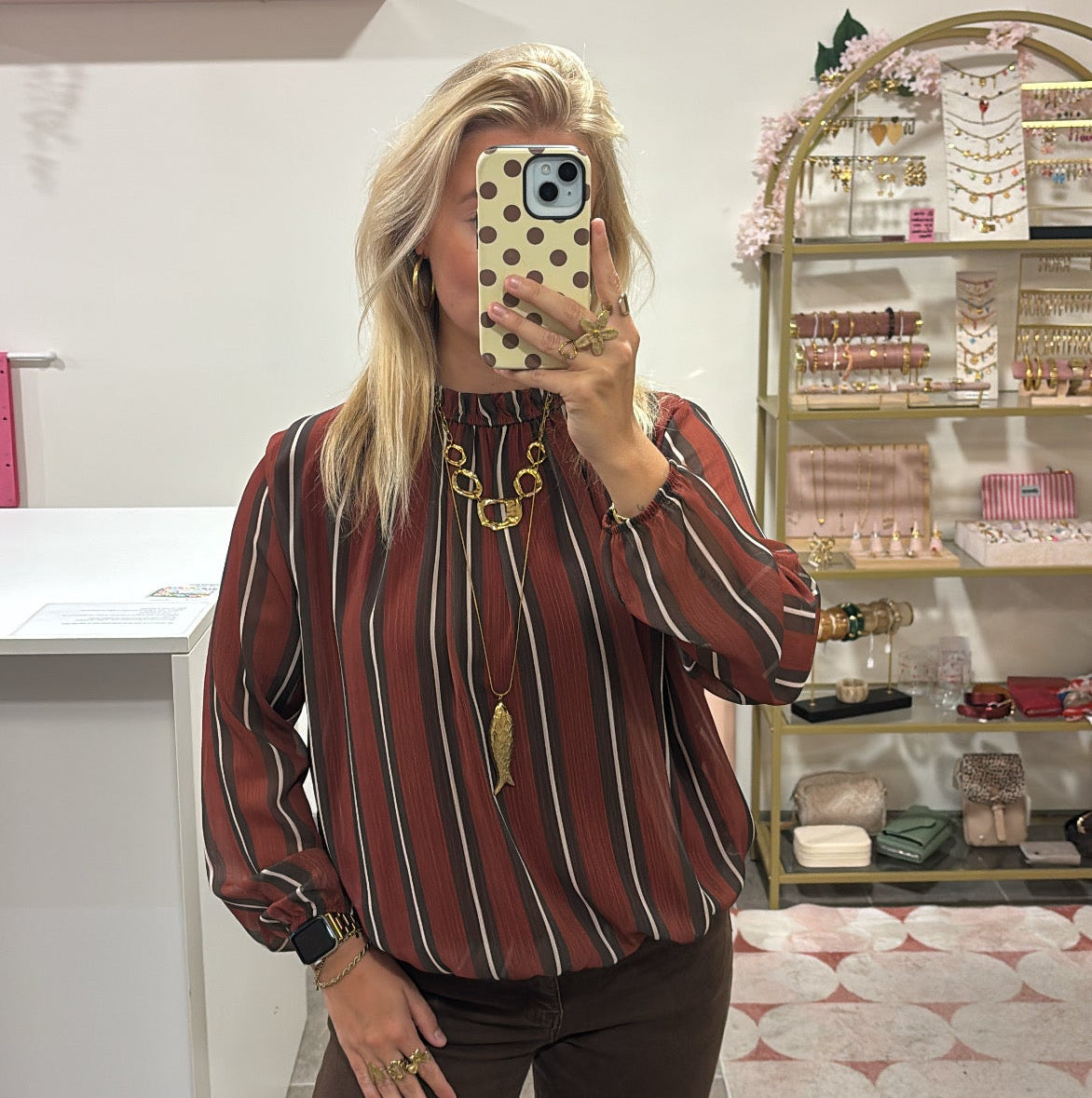 Striped Blouse Estelle - Terracotta