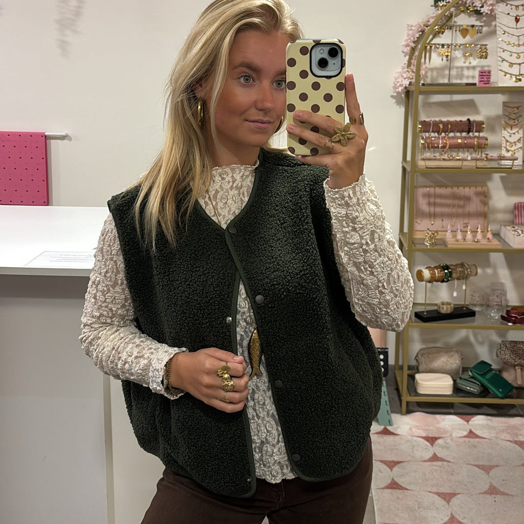 Teddy Gilet Lou - Legergroen