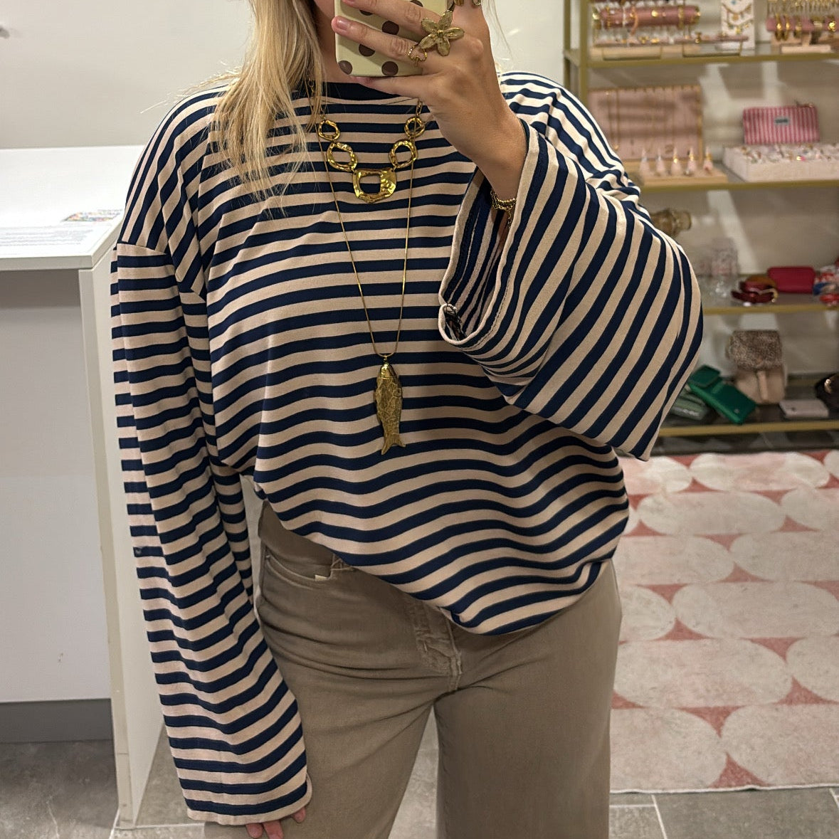 Stripe Longsleeve Nola - Blauw/Cremè
