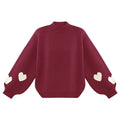 Gebreide Trui Met Hartjes Bordeaux - Knit Pip