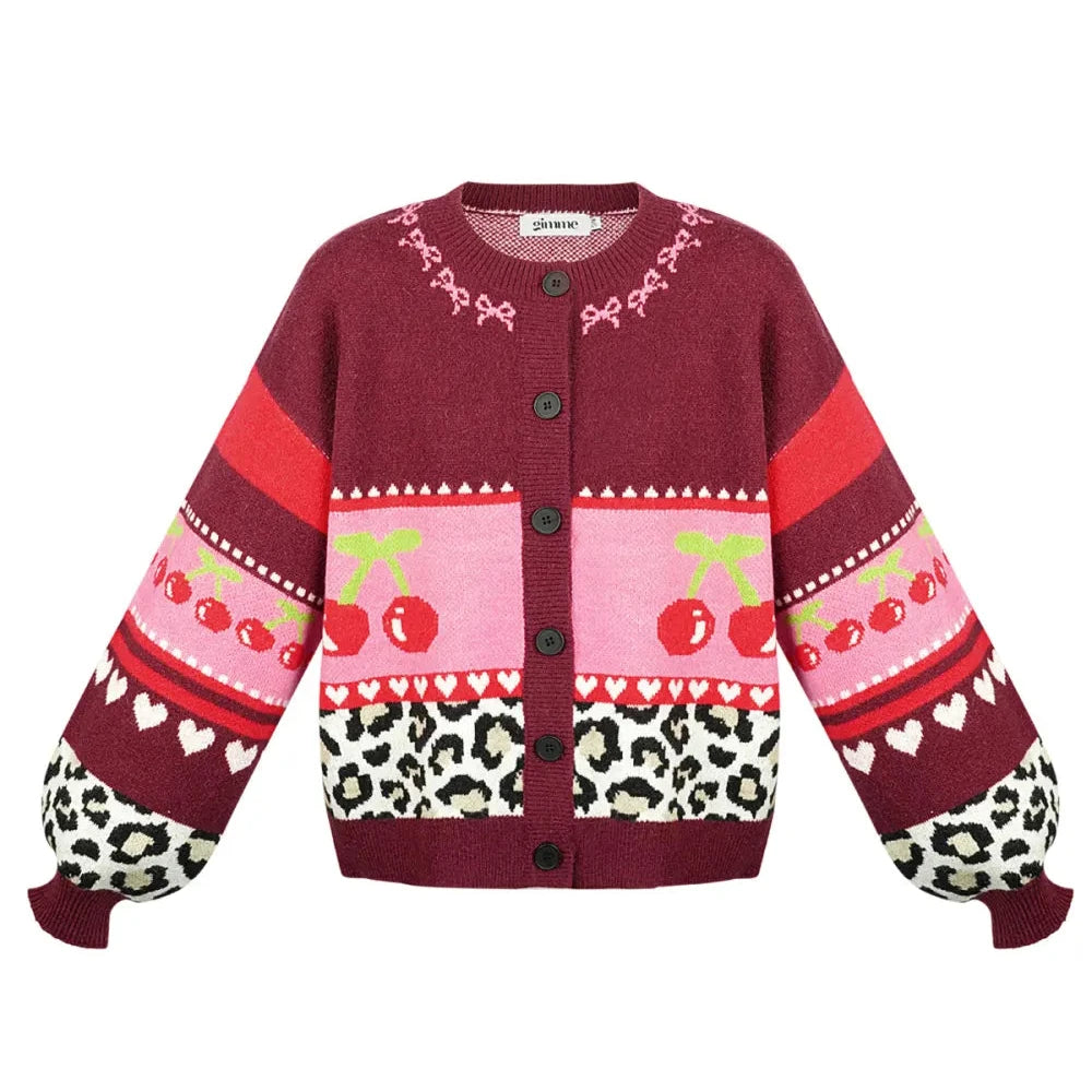 Gebreid Vest Bordeaux - Cardigan Malou