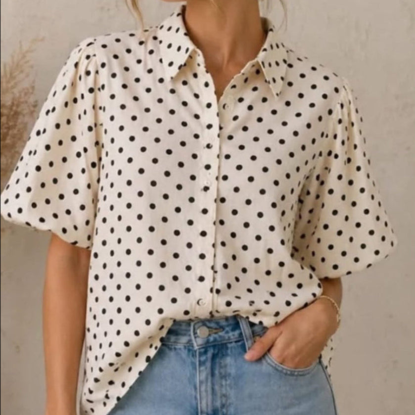 Polkadot Blouse - Beige
