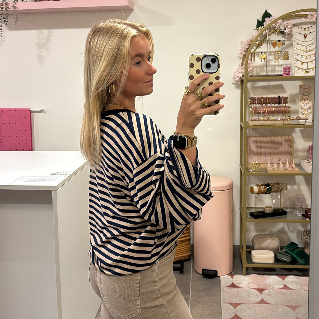 Stripe Longsleeve Nola - Blauw/Cremè