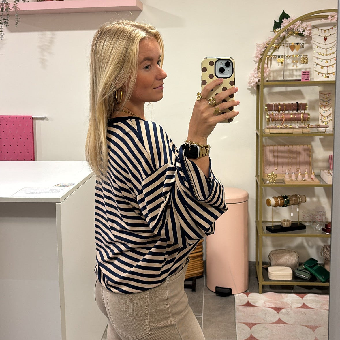 Stripe Longsleeve Nola - Blauw/Cremè