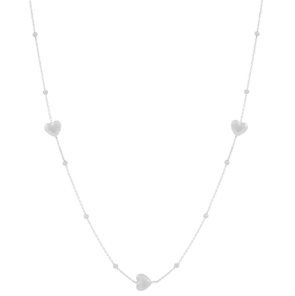 Lange Hartjes Ketting - zilverkleurig