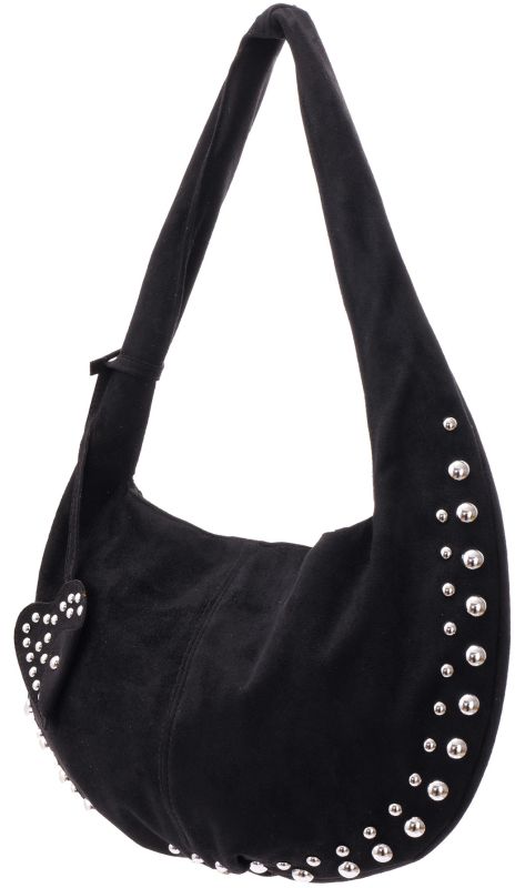 Suède Studs Bag Luna - Zwart