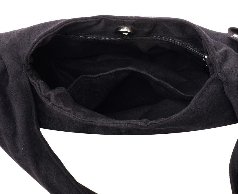Suède Studs Bag Luna - Zwart