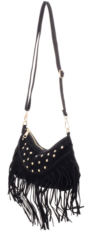 Macy Bag met Franjes en Studs - Zwart