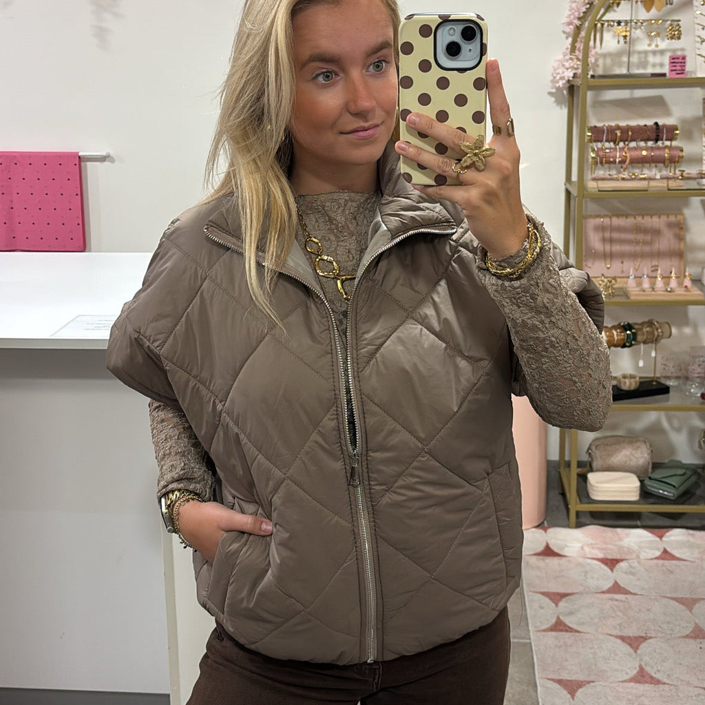 Gewatteerde Bodywarmer Taupe