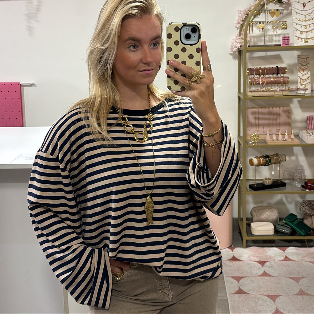 Stripe Longsleeve Nola - Blauw/Cremè