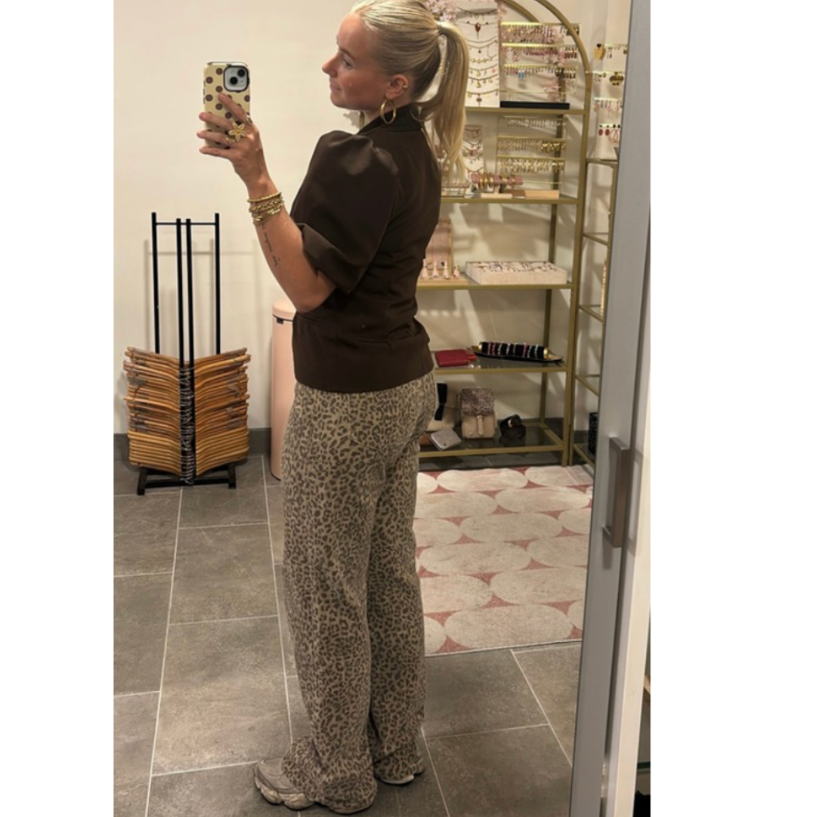 Leopard Wide Leg Jeans