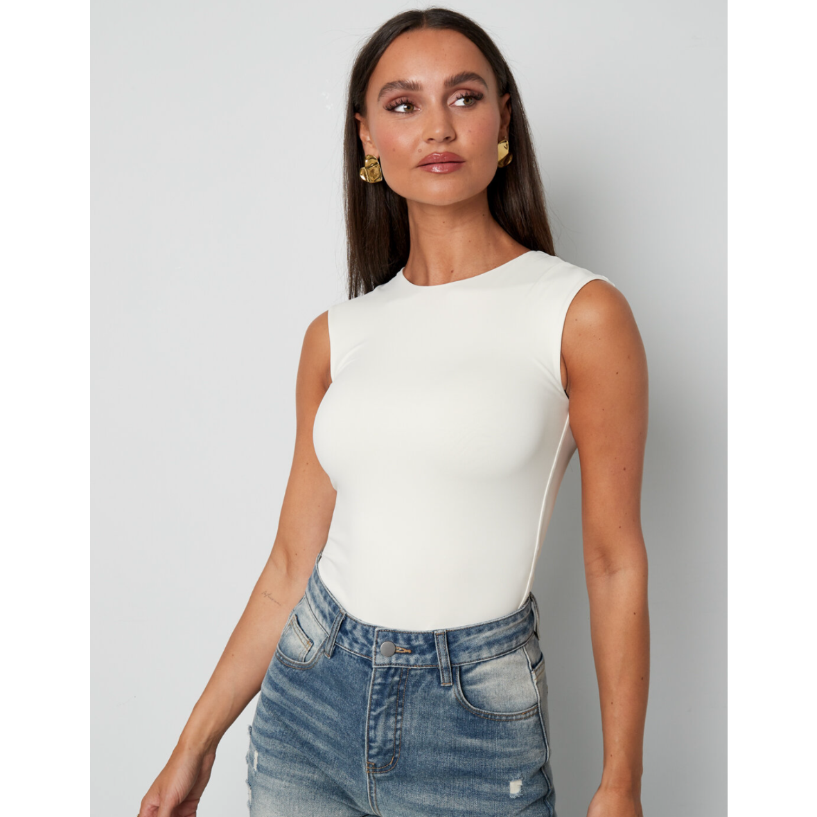 Sleeveless bodysuit - White