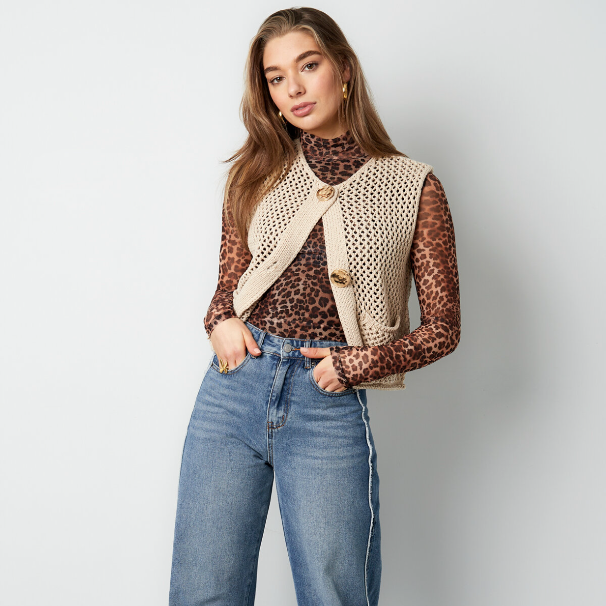 Gehaakt Gilet Pleun - Beige