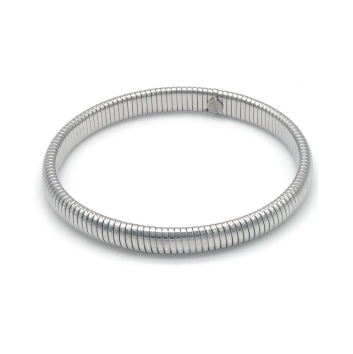 Bold Bangle Small met stretch 8mm - zilverkleurig