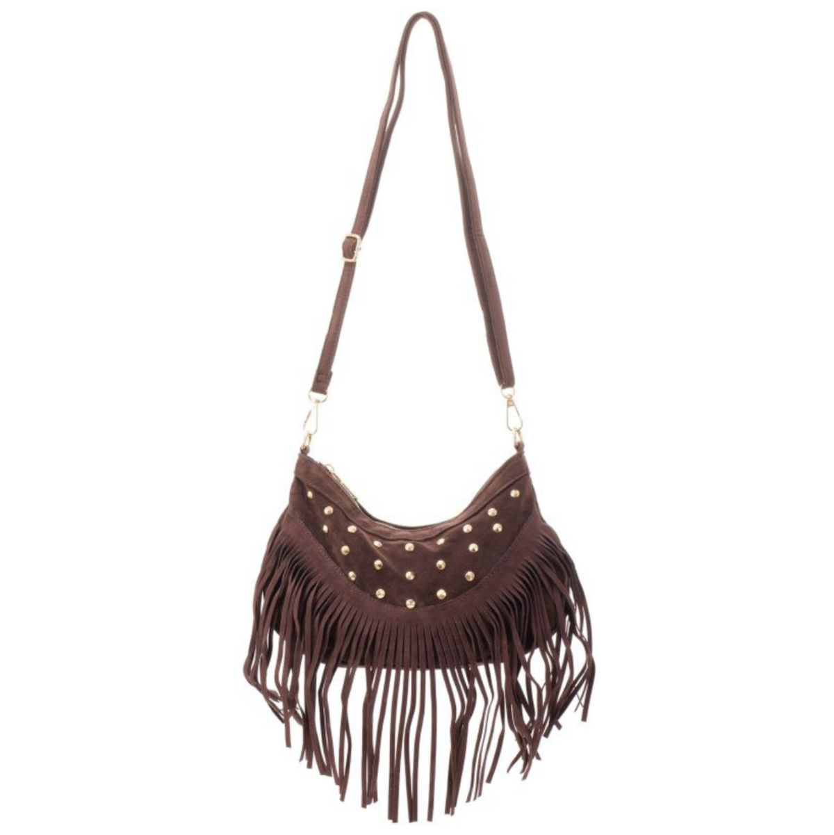 Macy Bag met Franjes en Studs - Bruin