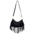 Macy Bag with Fringes and Studs - Black
