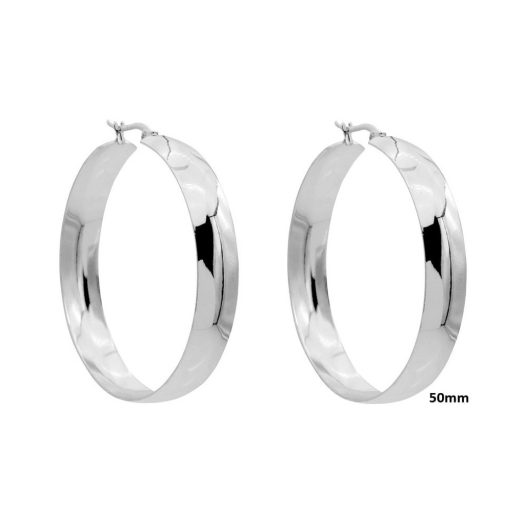 Statement Hoops Breed 50mm - zilverkleurig