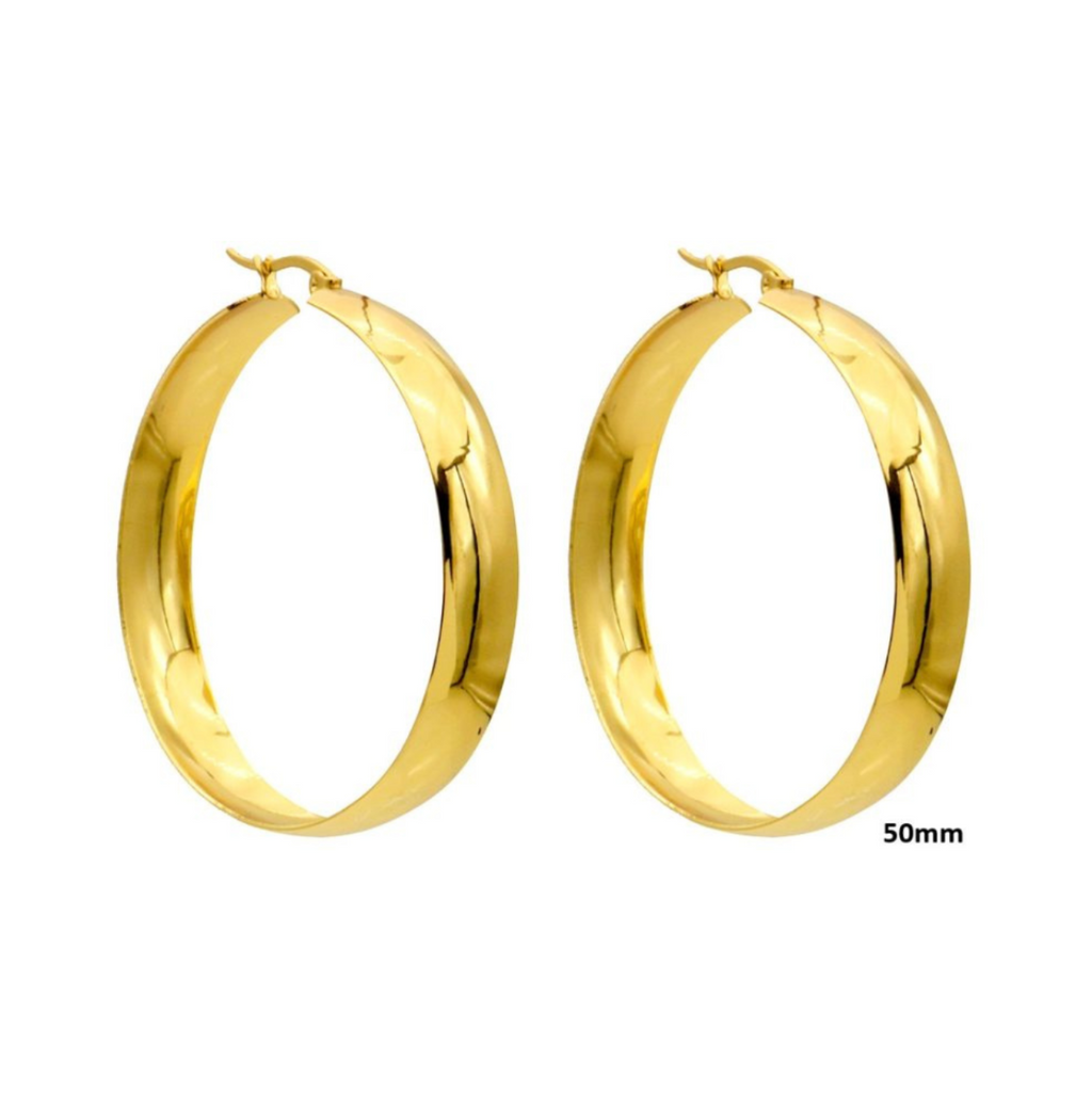 Statement Hoops Breed 50mm - goudkleurig