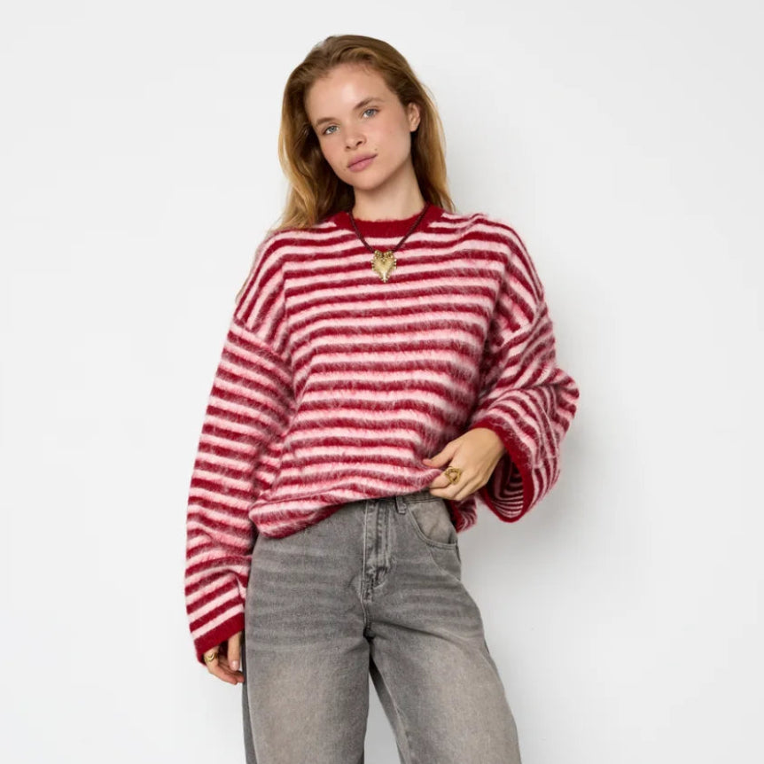 Knitted Rood Gestreepte Trui Mia