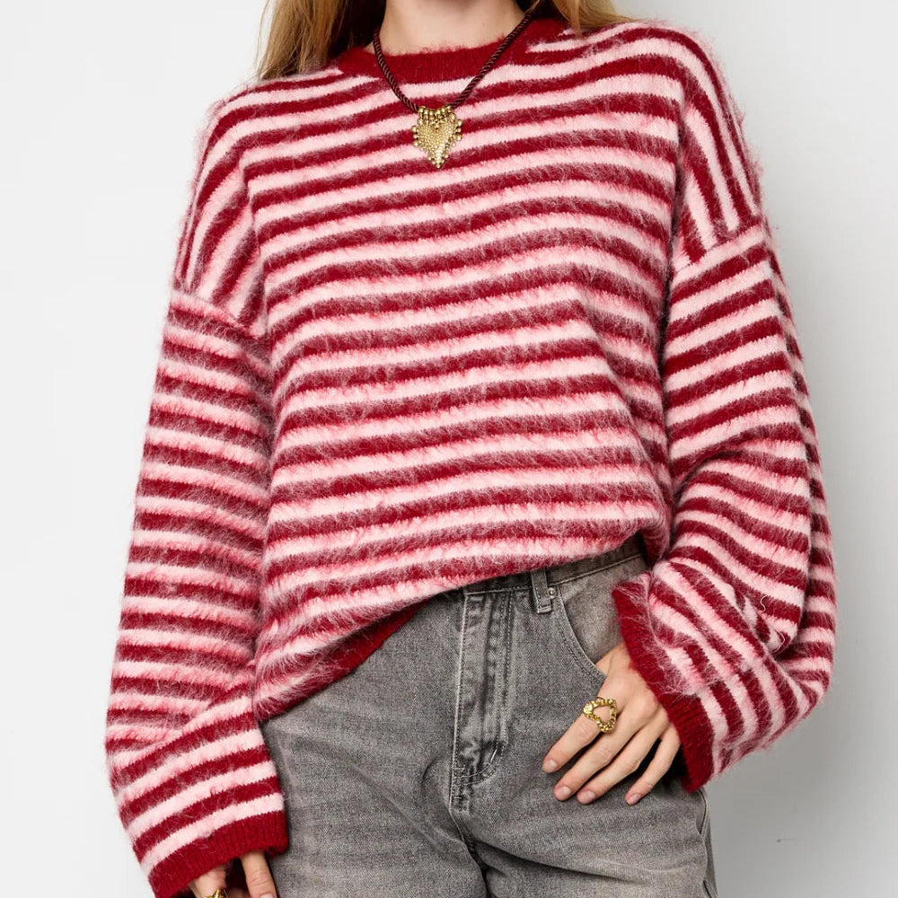 Knitted Rood Gestreepte Trui Mia